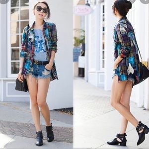 Free People Quilted Crochet Flannel. Lost in Plaid